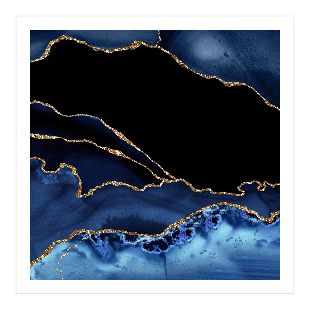 Navy & Gold Agate Texture 14 (Print Only)