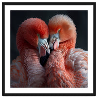 Two Flamingos Together Showing Affection