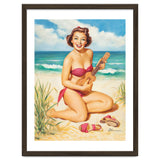 Pinup Girl Playing Ukulele On The Beach thumbnail
