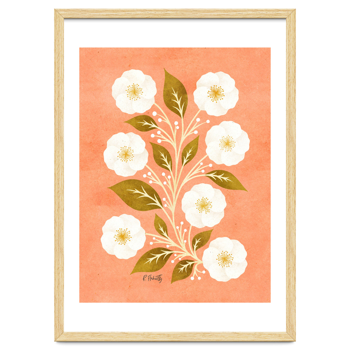 Peach, Ochre And Ivory Floral