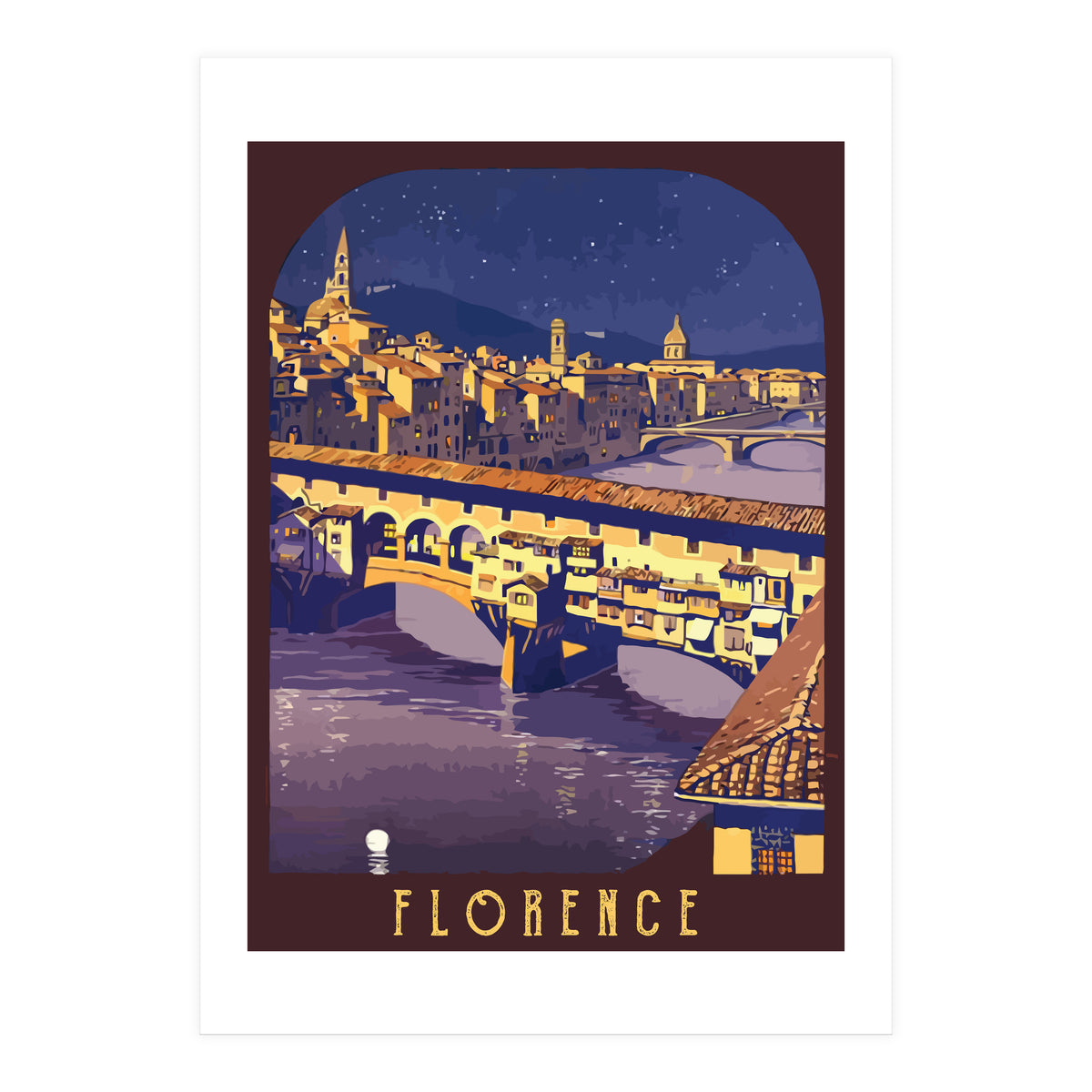 Florence At Night, The Bridge (Print Only)