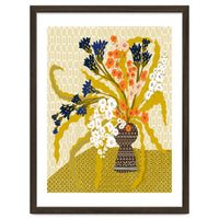 Floral Contemporary Still Life Mustard Yellow