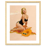 Pinup Woman Is Posing On A Beach thumbnail