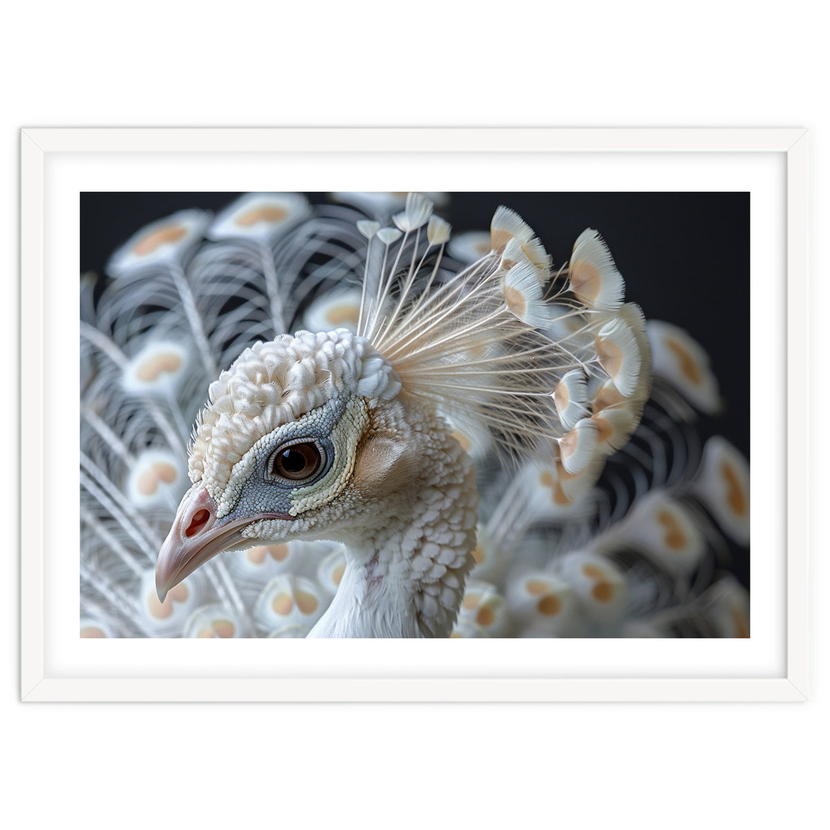 Close Up Albino Peacock Bird Portrait