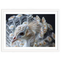 Close Up Albino Peacock Bird Portrait