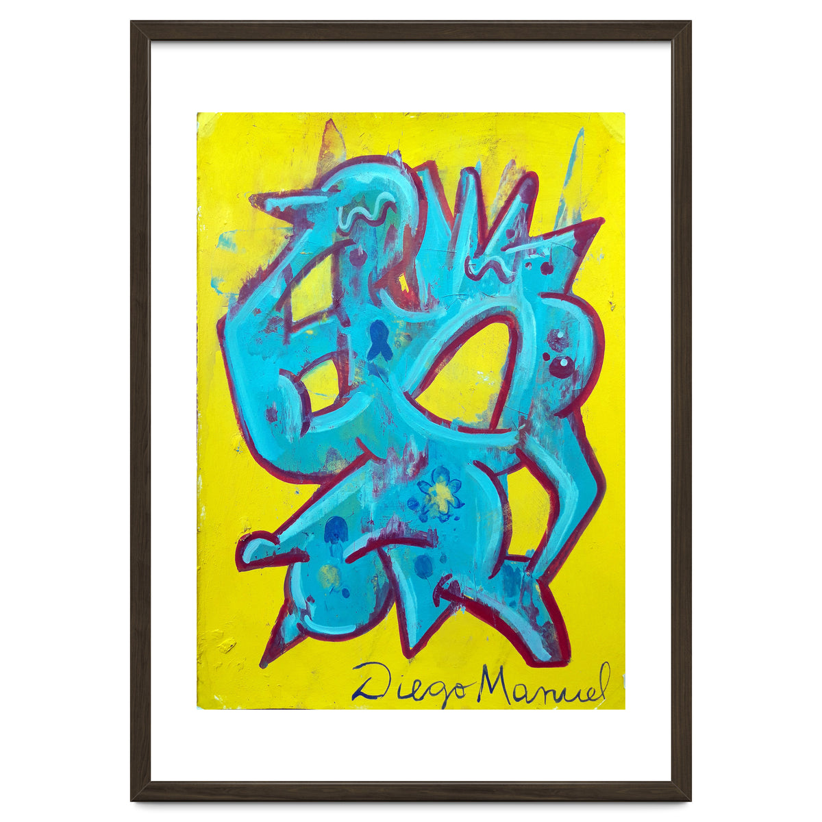 Forma Celeste Sobre Amarillo