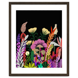 Dark Garden, Eclectic Bold Floral Botanical Nature, Colorful Mystery Bohemian Flowers Plants thumbnail