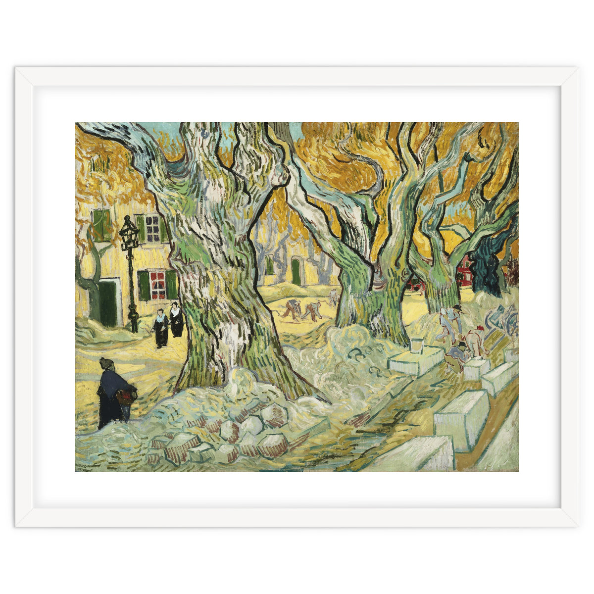 VINCENT VAN GOGH: The Road Menders. Date/Period: 1889. Painting. Oil on canvas.