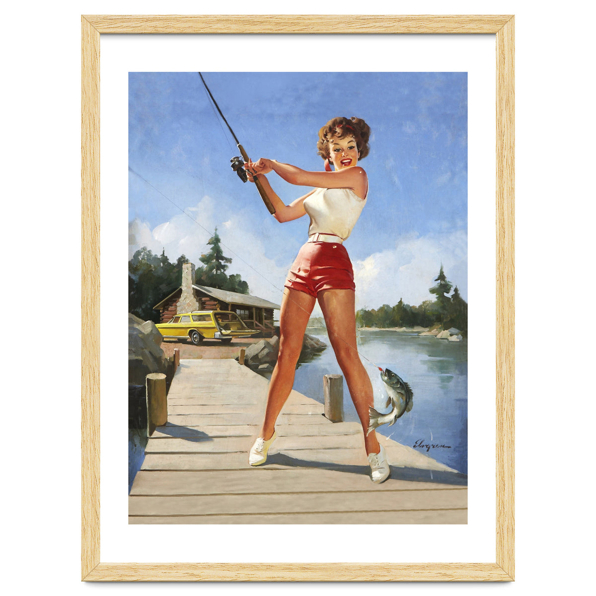 Pinup Fishing Girl With Her Catch