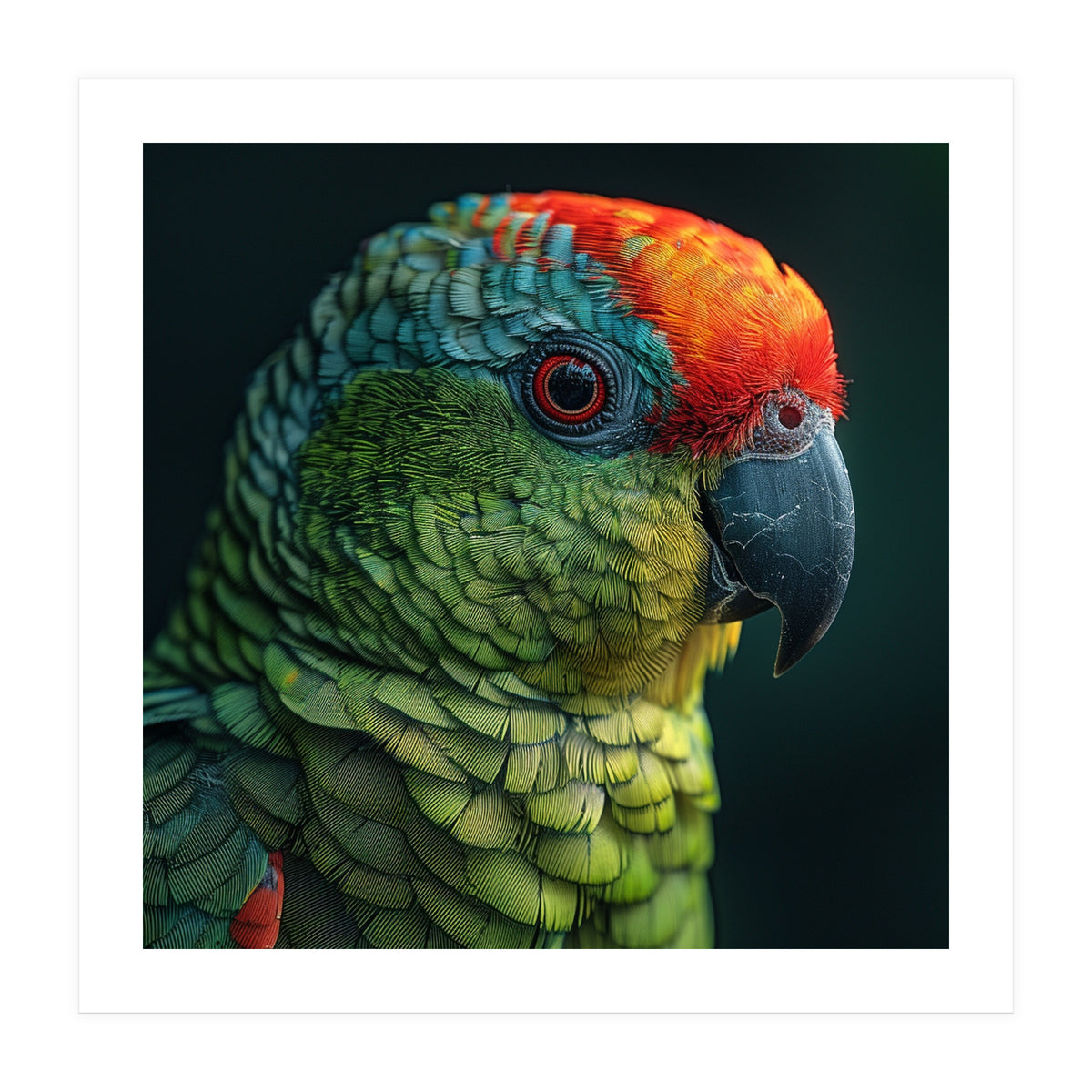 Close Up Colorful Parrot Bird Feather (Print Only)