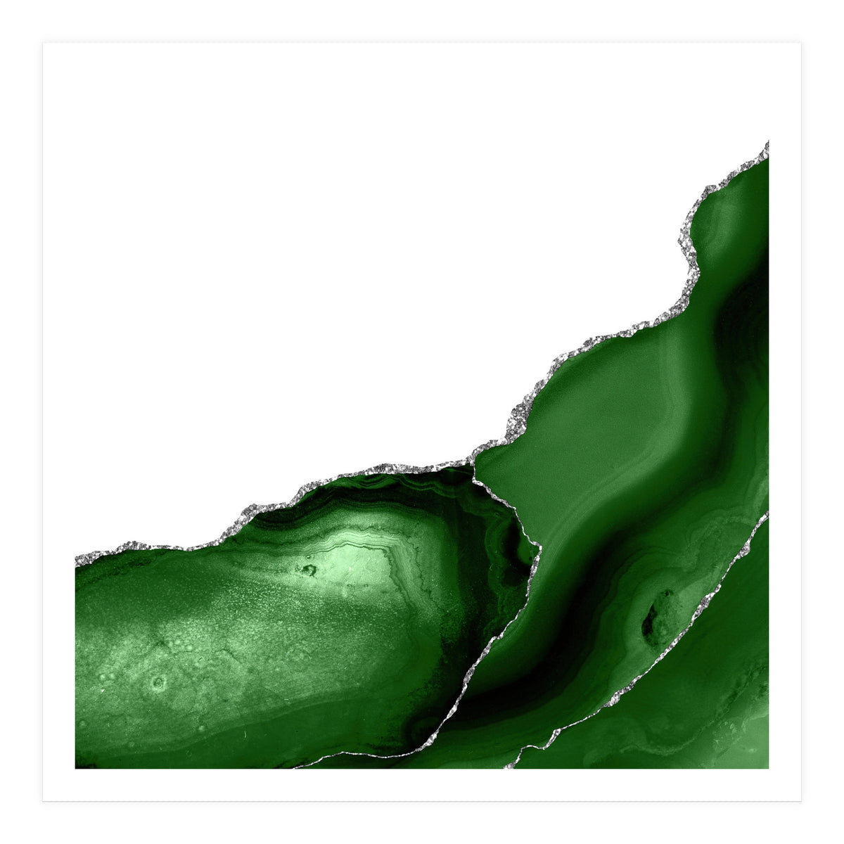 Green & Silver Agate Texture 08  (Print Only)