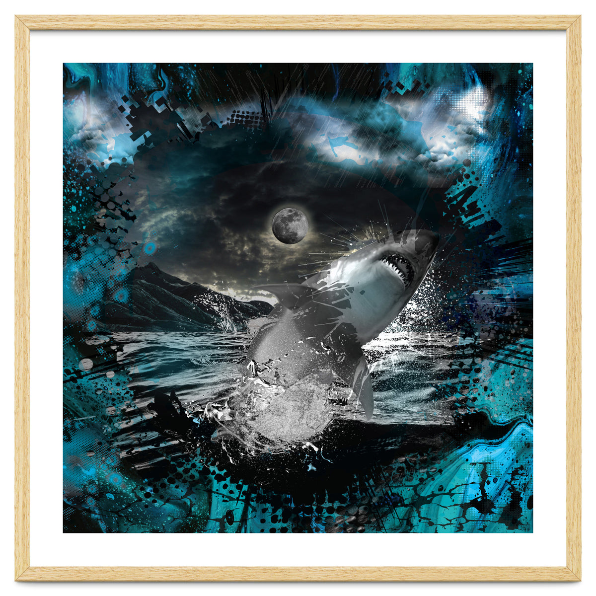 Shark Blue Moon Ocean Splash