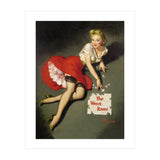 Pinup Sexy Girl Posing In Red Dress (Print Only) thumbnail
