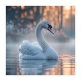 Serene White Swan Gliding On Misty Water (Print Only) thumbnail
