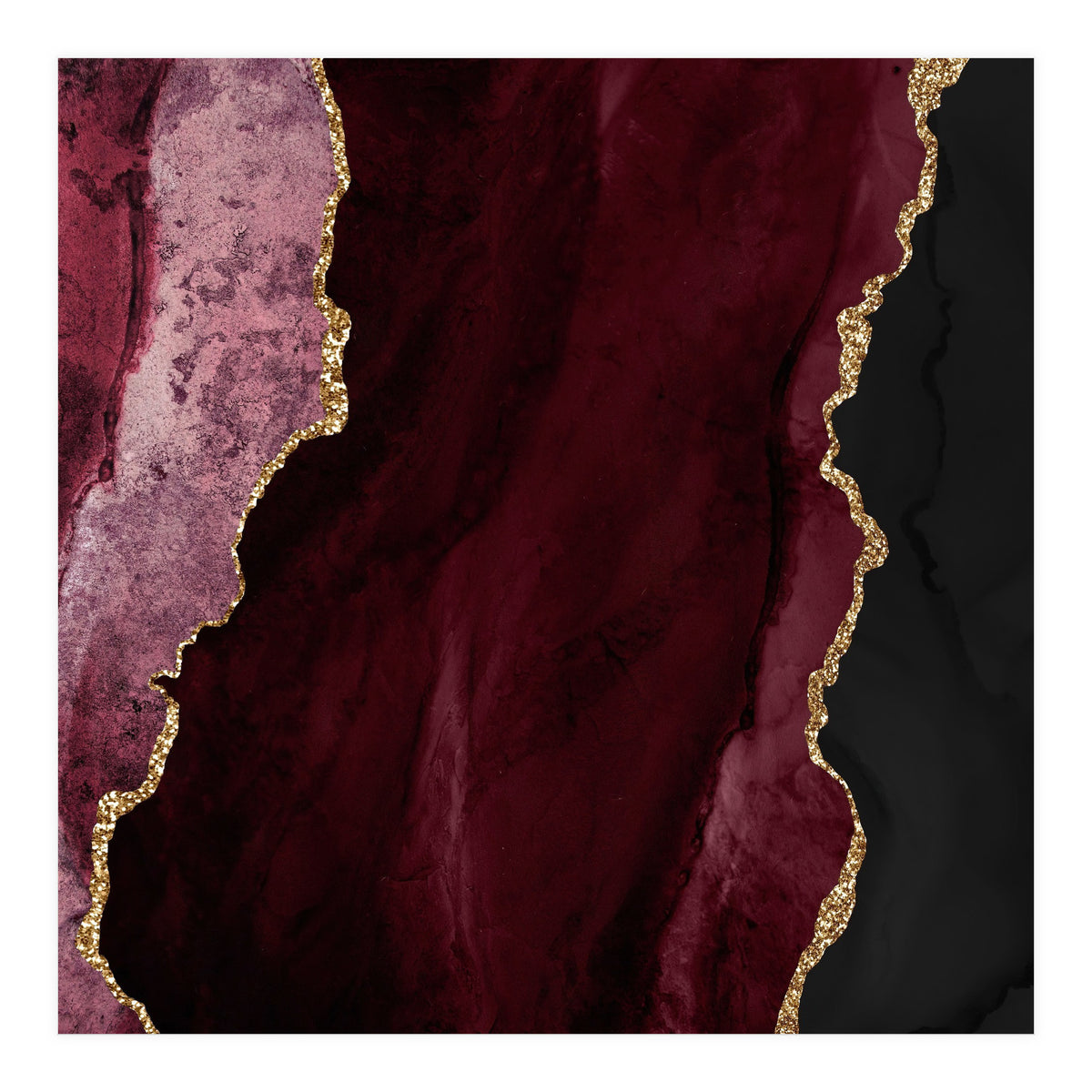 Burgundy & Gold Agate Texture 01 (Print Only)