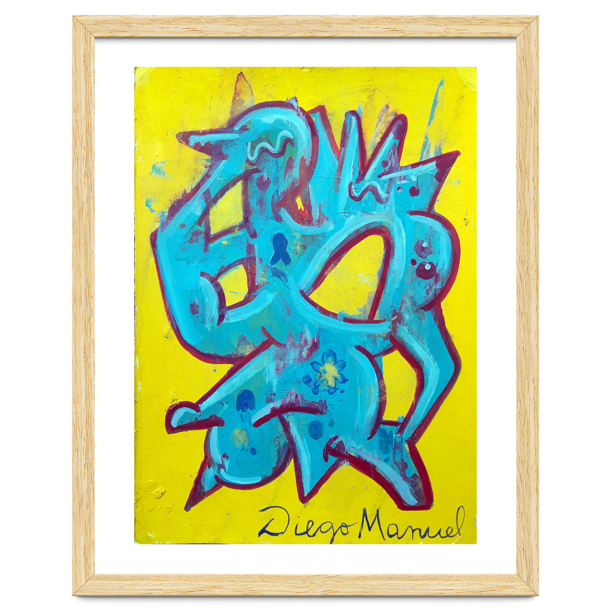 Forma Celeste Sobre Amarillo