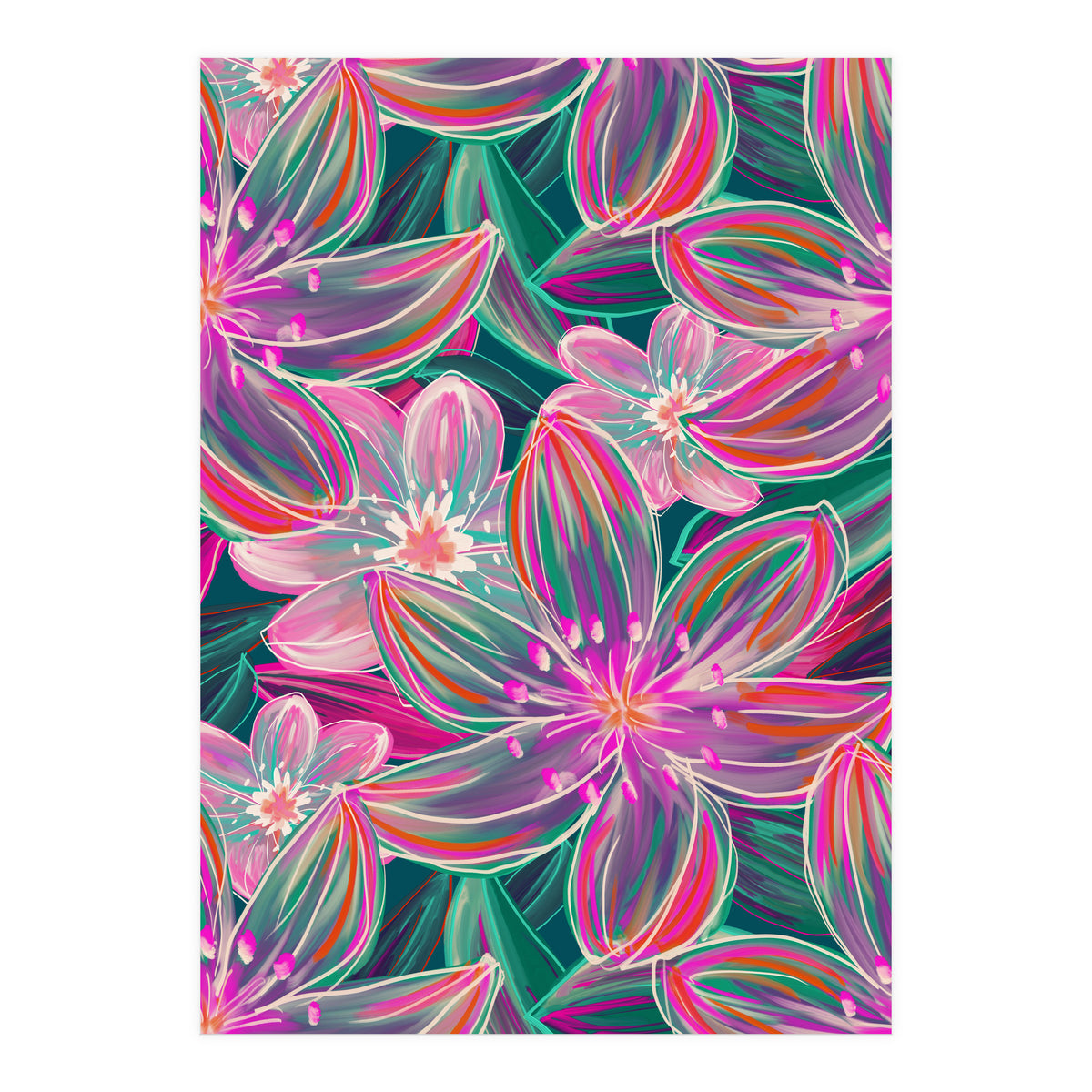 Fluo Bloom Purple & Emerald (Print Only)