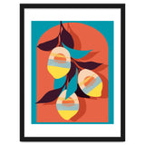 Lemon Sunset, Eclectic Botanical Colorful Bohemian Fruits, Food Pop Of Color Lime Retro thumbnail