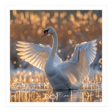 Swan Spreading Wings In Water Sunlight (Print Only) thumbnail
