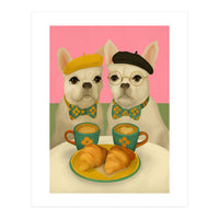 French Bulldogs At Breakfast Café (Print Only)