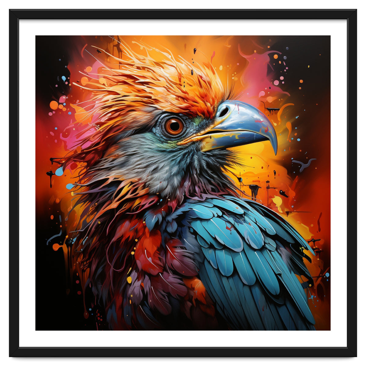 Vibrant Eagle Portrait Abstract Colorful Splatter Art