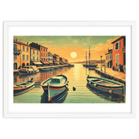 Vintage Harbor Sunset Poster