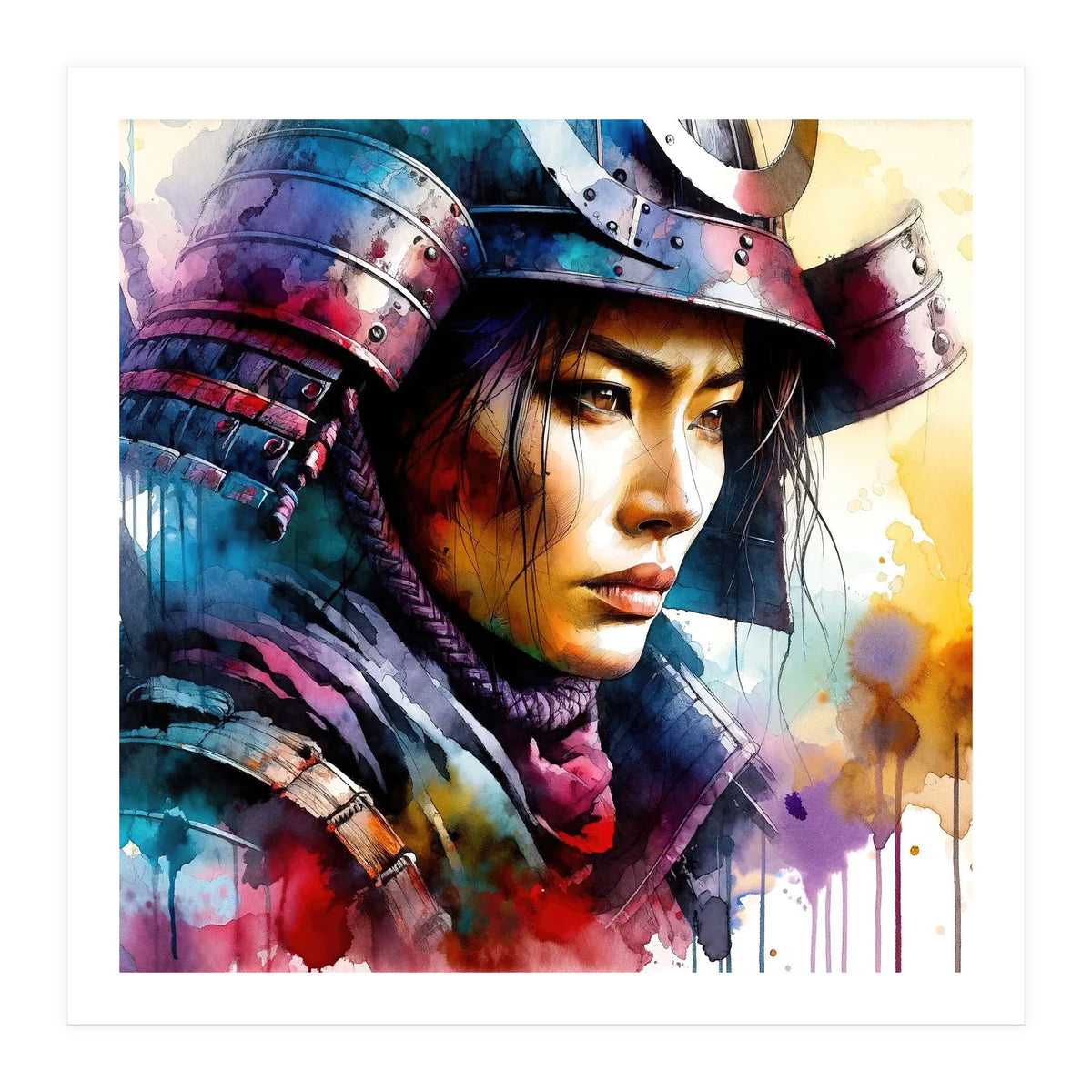 Samurai Asian Warrior Woman Portrait (Print Only)