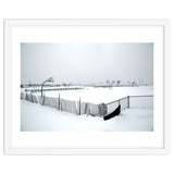Snow-covered deserted basketball court in winter thumbnail
