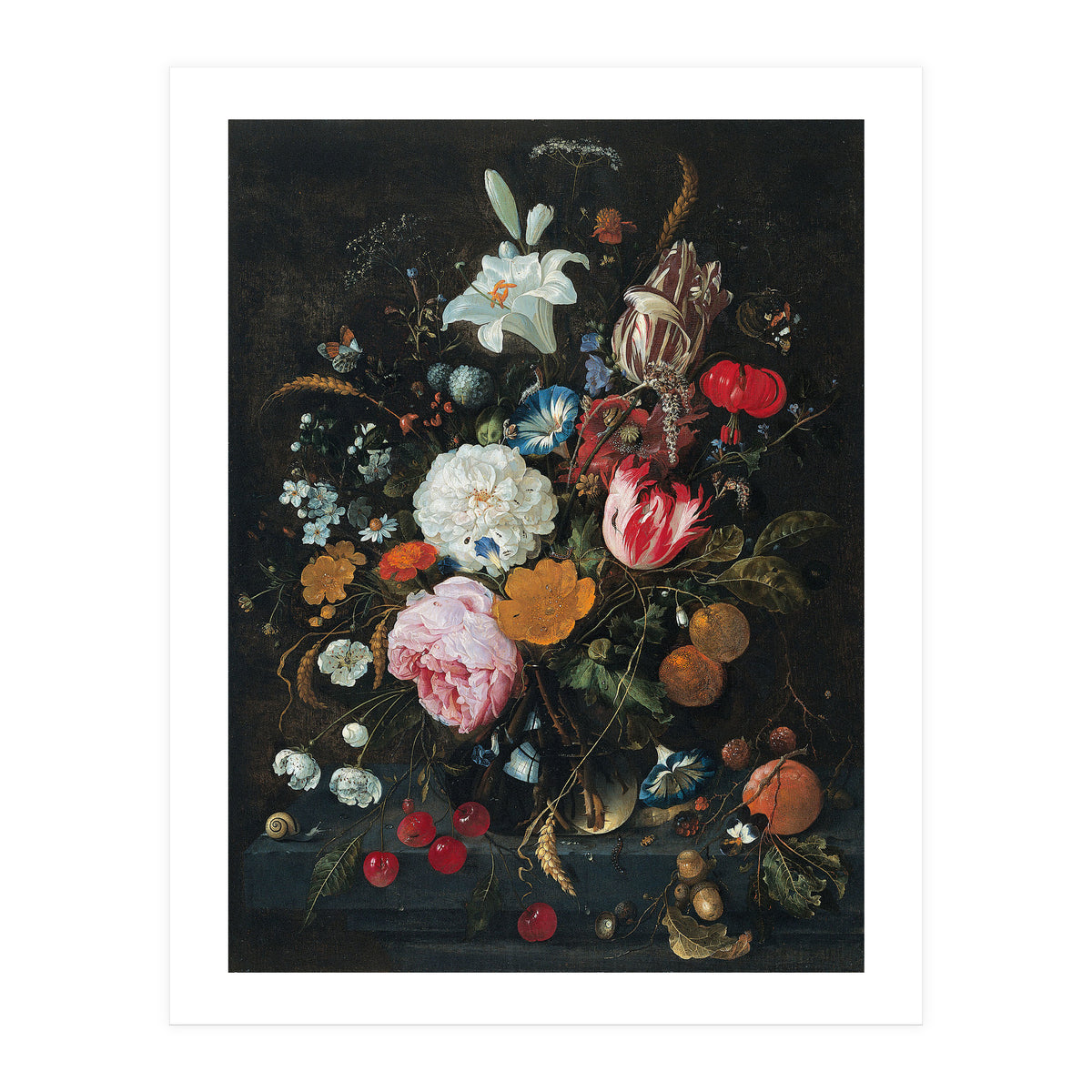 Jan Davidsz. de Heem (Utrecht, 1606-Amberes, 1683/4). Flowers in a glass Vase with Fruit (ca. 166... (Print Only)