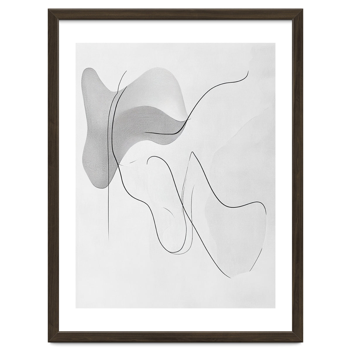 Abstract Black And White Flowing Lines And Shapes