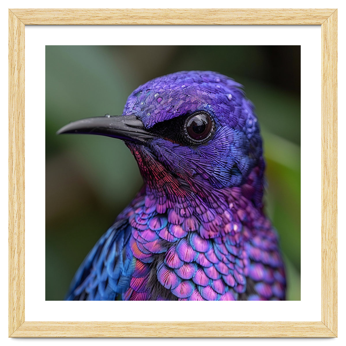 Vibrant Purple Bird With Water Droplets
