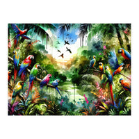 Watercolor Tropical Birds In The Jungle (Print Only)