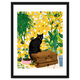 Urban Jungle Cat, Black Cats Pets Terrazzo Decor, Whimsical Bohemian Animals Illustration, Eclectic Quirky Travel thumbnail