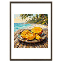 Tropical Mango Beach Oil Painting