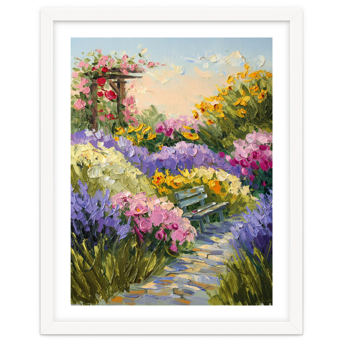 Serene Summer Garden Path Oil Painting