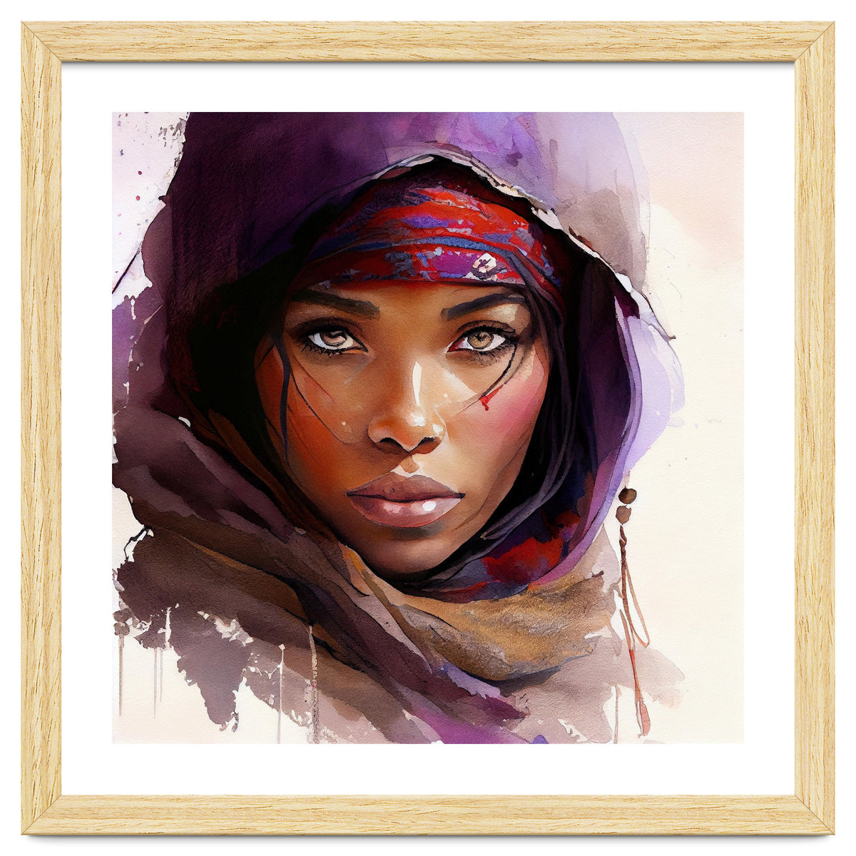 Amethyst Hood Tuareg Woman Portrait