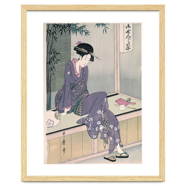 Kitagawa Utamaro (Copy) / 'Mujer sentada en una veranda', ca.  1798; 20th century, Japanese School.