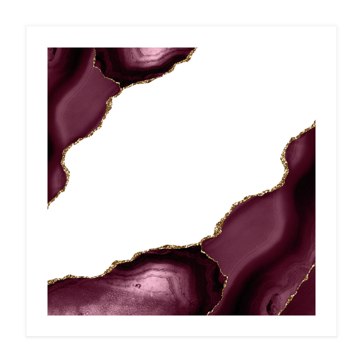Burgundy & Gold Agate Texture 22  (Print Only)