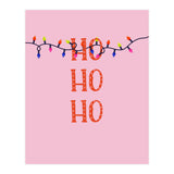 HO HO HO Christmas Lights Art, Pink Holiday Illustration, Modern Festive Quote (Print Only) thumbnail