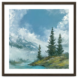 Ethereal Alpine River Valley with Snow-Capped Mountains thumbnail