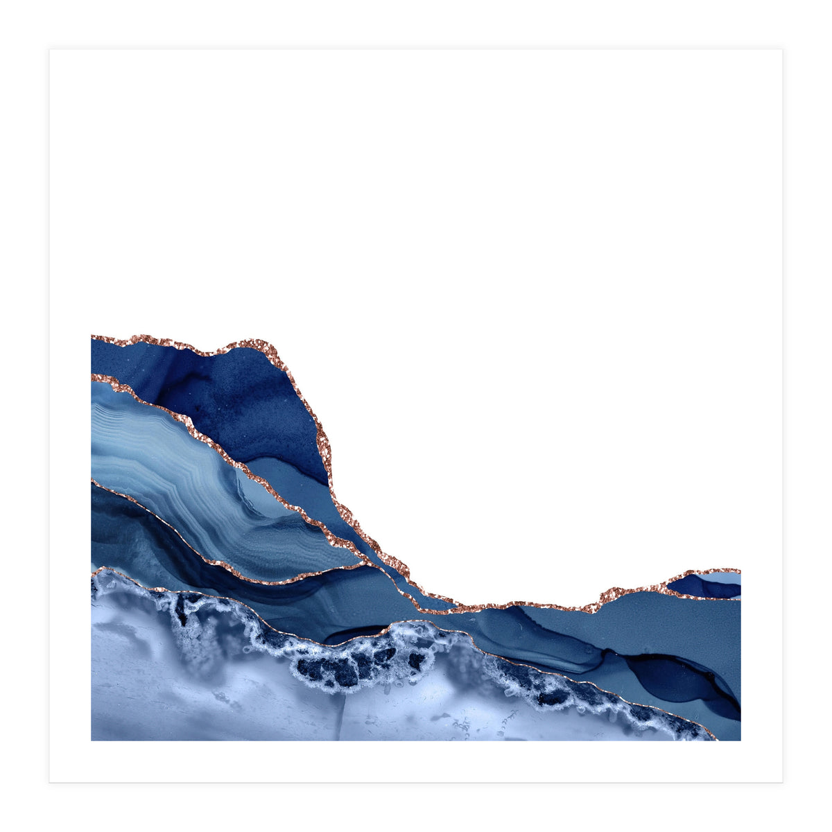 Navy & Rose Gold Agate Texture 19 (Print Only)