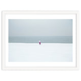 A walking woman in the winter snow beach thumbnail