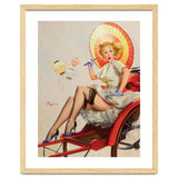 Pinup Girl In Rickshaw Experiencing Sudden Wind thumbnail