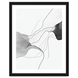 Abstract Black And White Flowing Lines And Shapes On White Background thumbnail