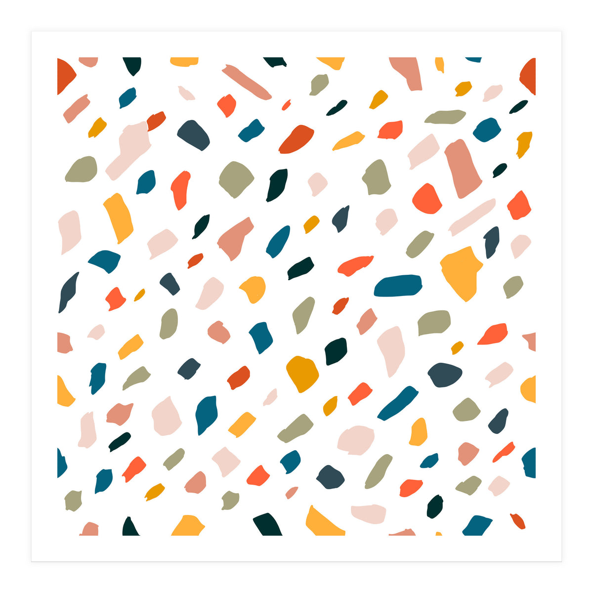 TerrazzoTerrazzo, Abstract Quirky Shapes Bohemian Modern Pattern Confetti Celebration Random Colorful Shapes (Print Only)