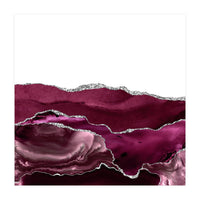 Burgundy & Silver Agate Texture 11  (Print Only)