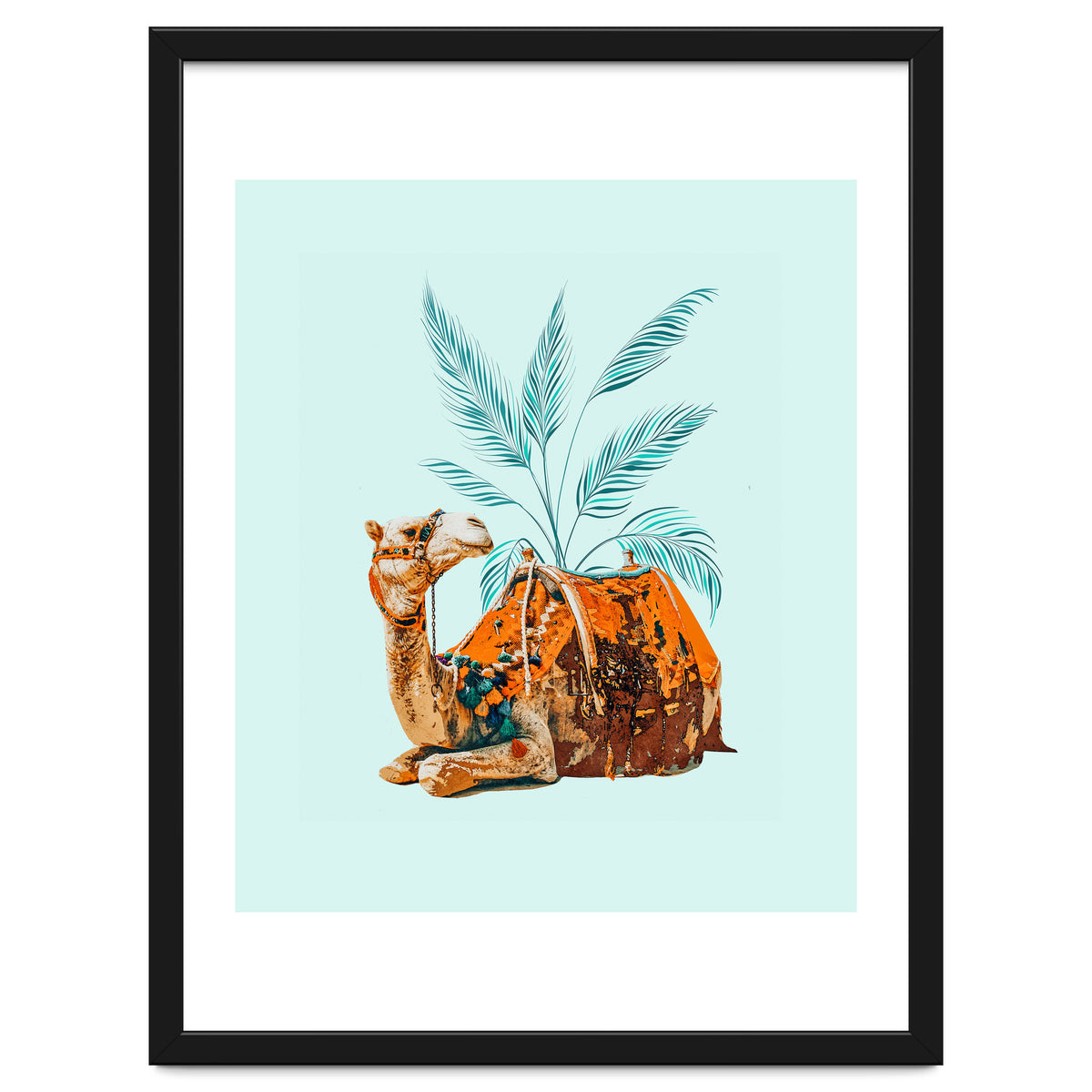 Camel Ride, Modern Bohemian Eclectic Animals, India Culture Travel Palm Desert Painting