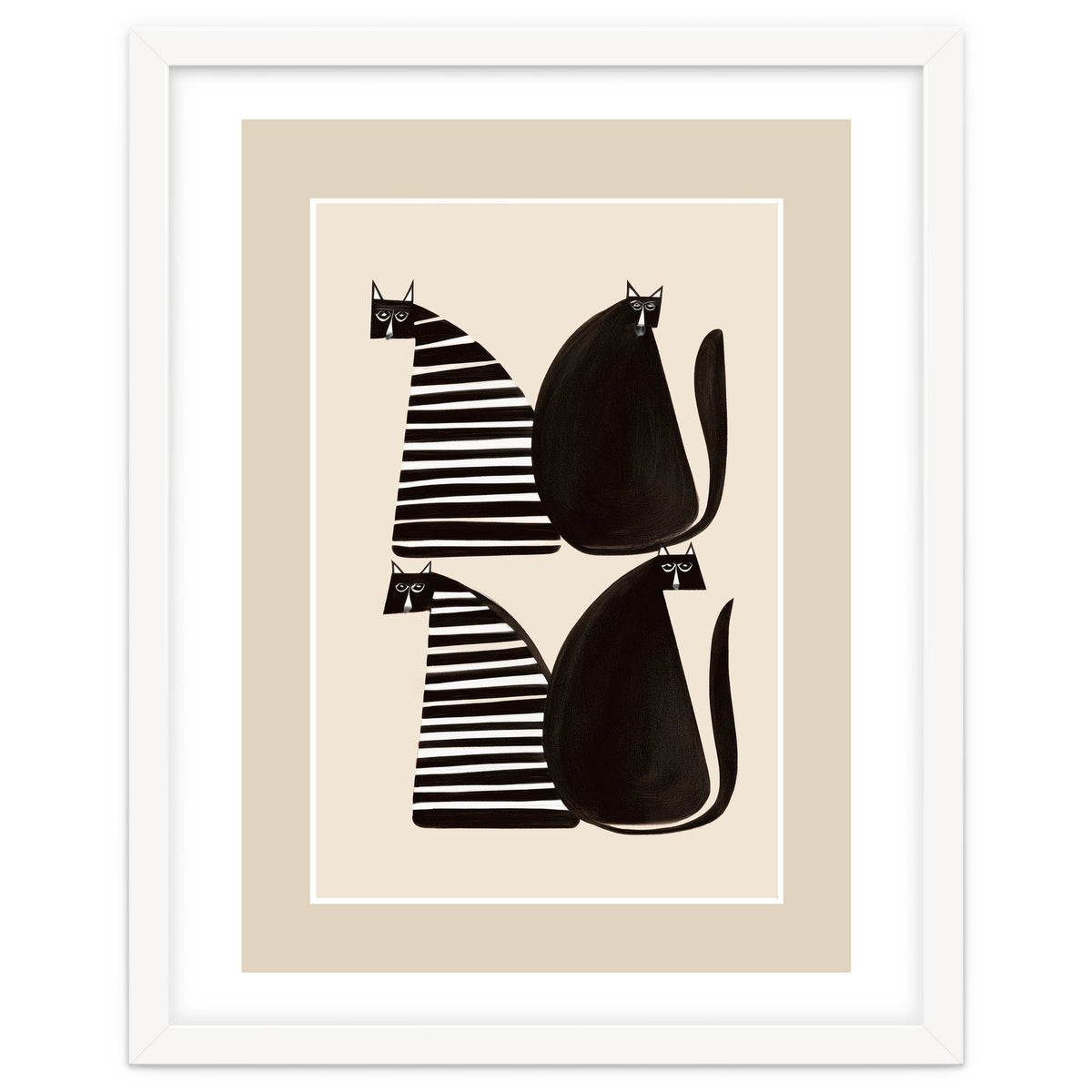 Minimalist Cats In Black And White