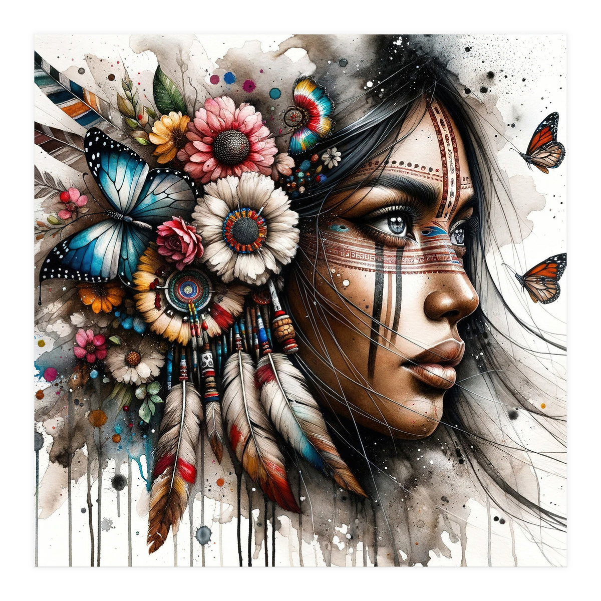 Watercolor Native American Woman #2 (Print Only)