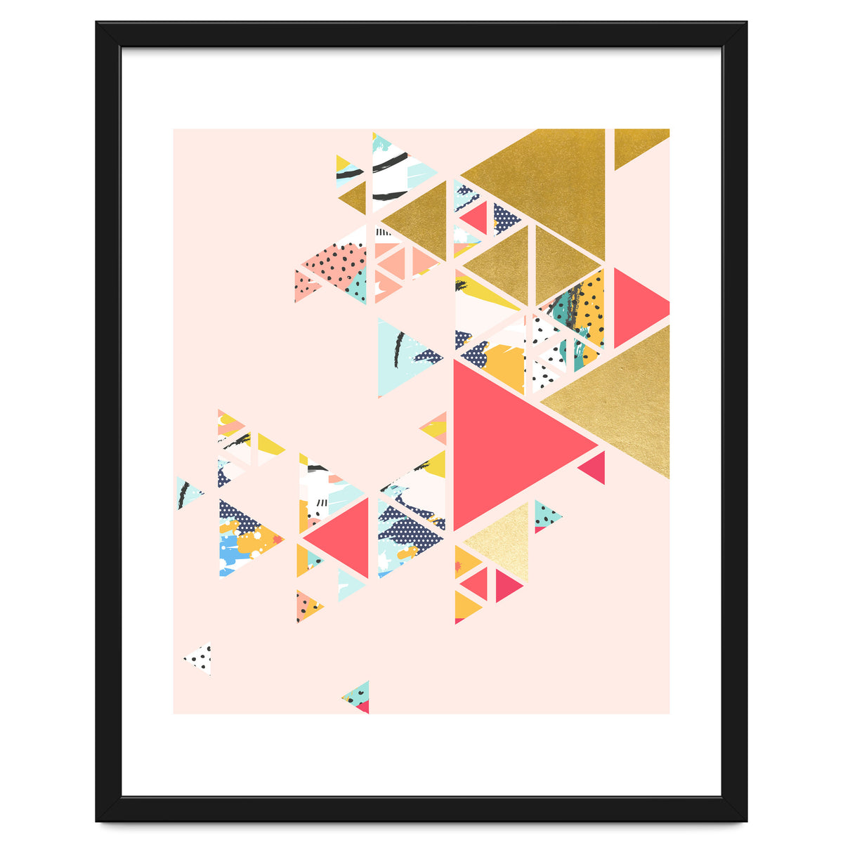 Gold Abstraction, Abstract Eclectic Colorful Geometrical, Blush Pastel Metallic Chic Graphic Design
